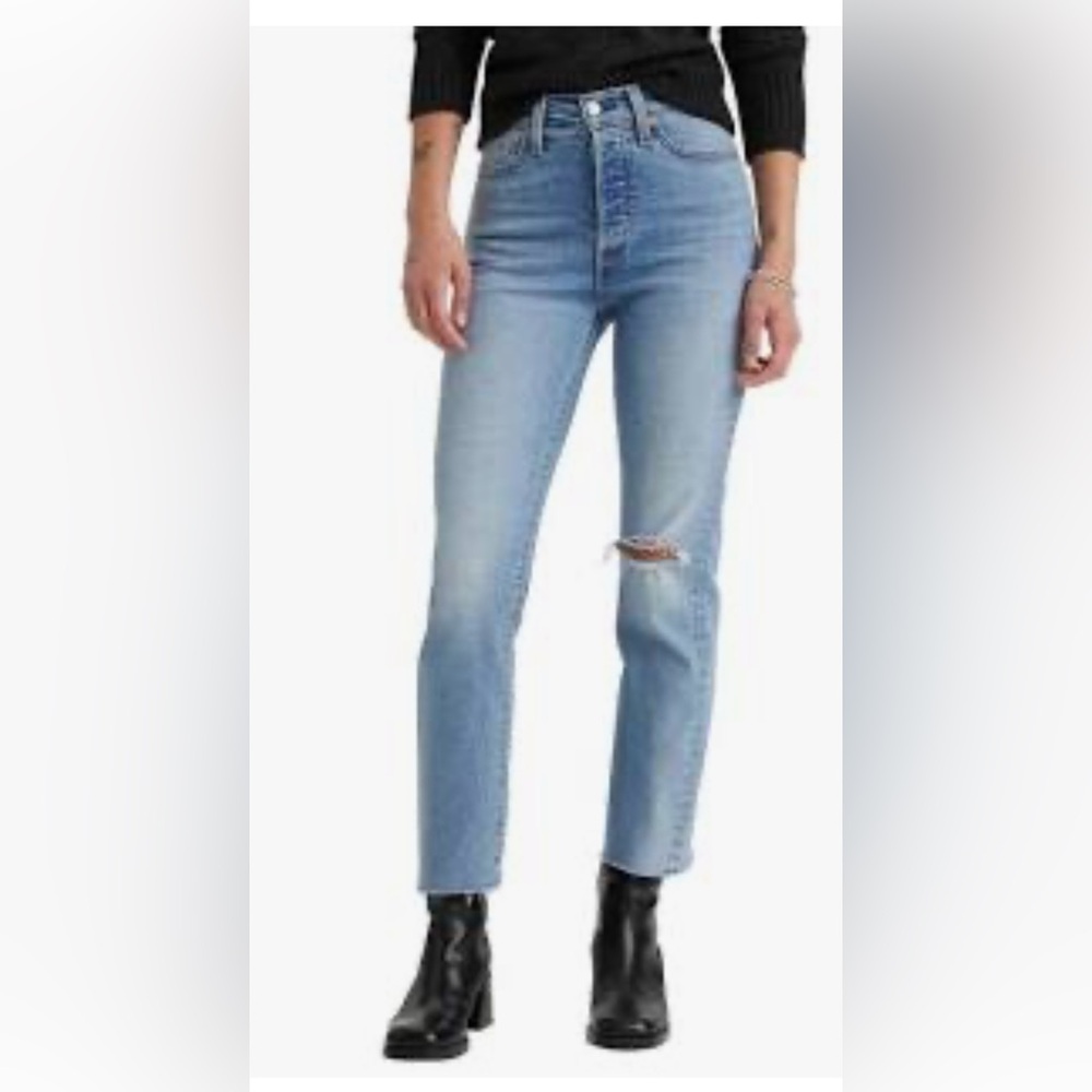 LEVI’s button fly wedgie straight denim blue jeans
